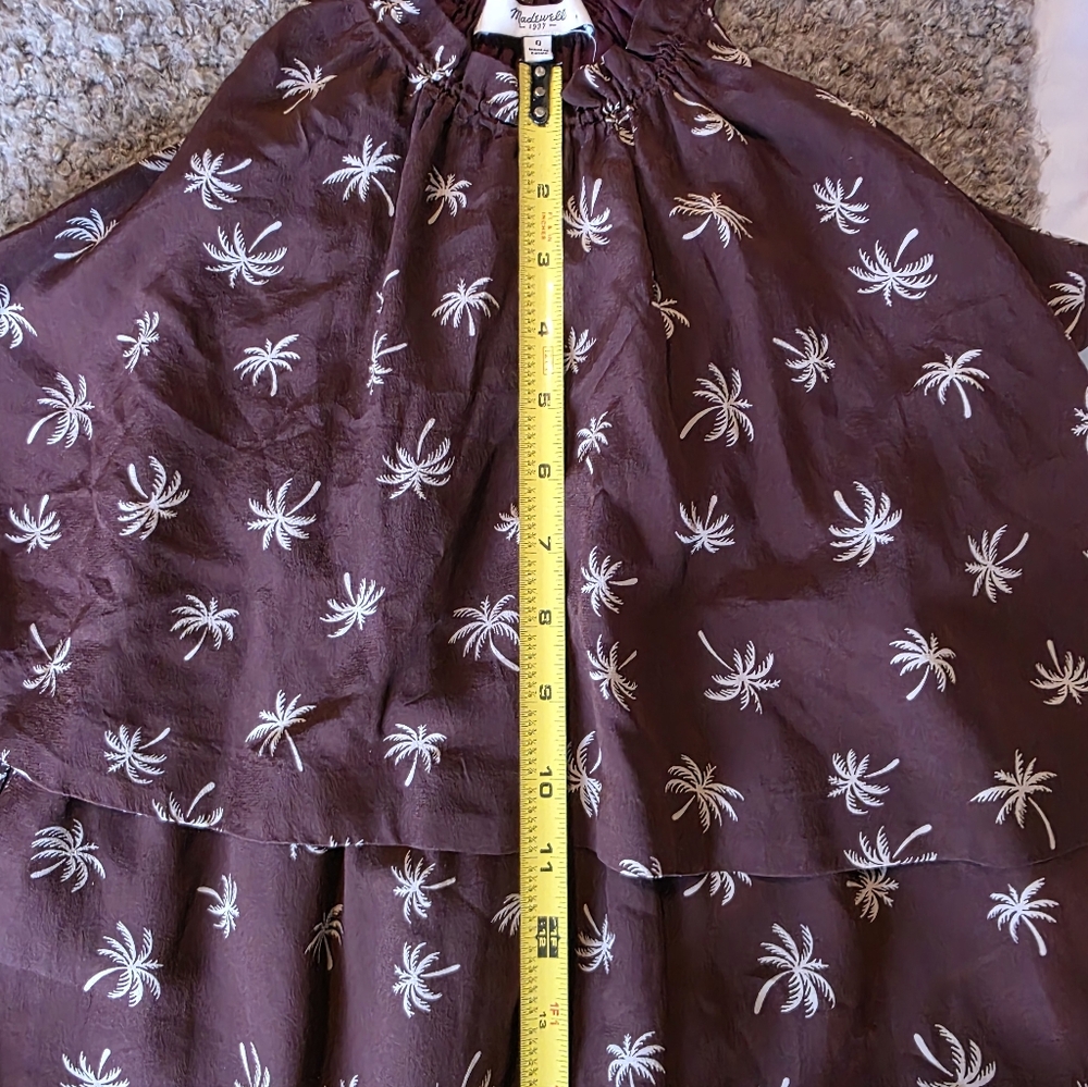 Madewell Burgundy Dream Drift Silk Palm Tree Dress Size 0 - Picture 7 of 13
